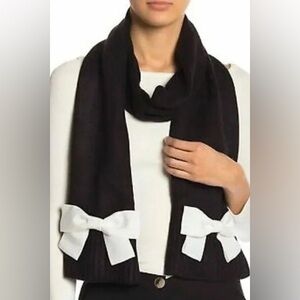 Kate Spade Black Scarf with White Bow Accents